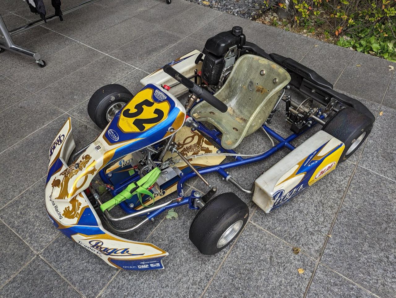A go-kart with a Honda engine